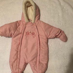 Baby Girl Snowsuit  Pink Flowers Size 0 - 3 Months
